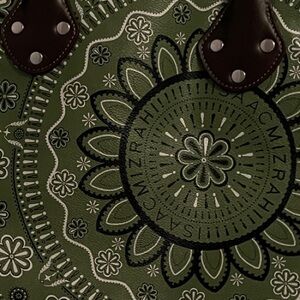 Isaac Mizrahi Green and Black Patterned Tote